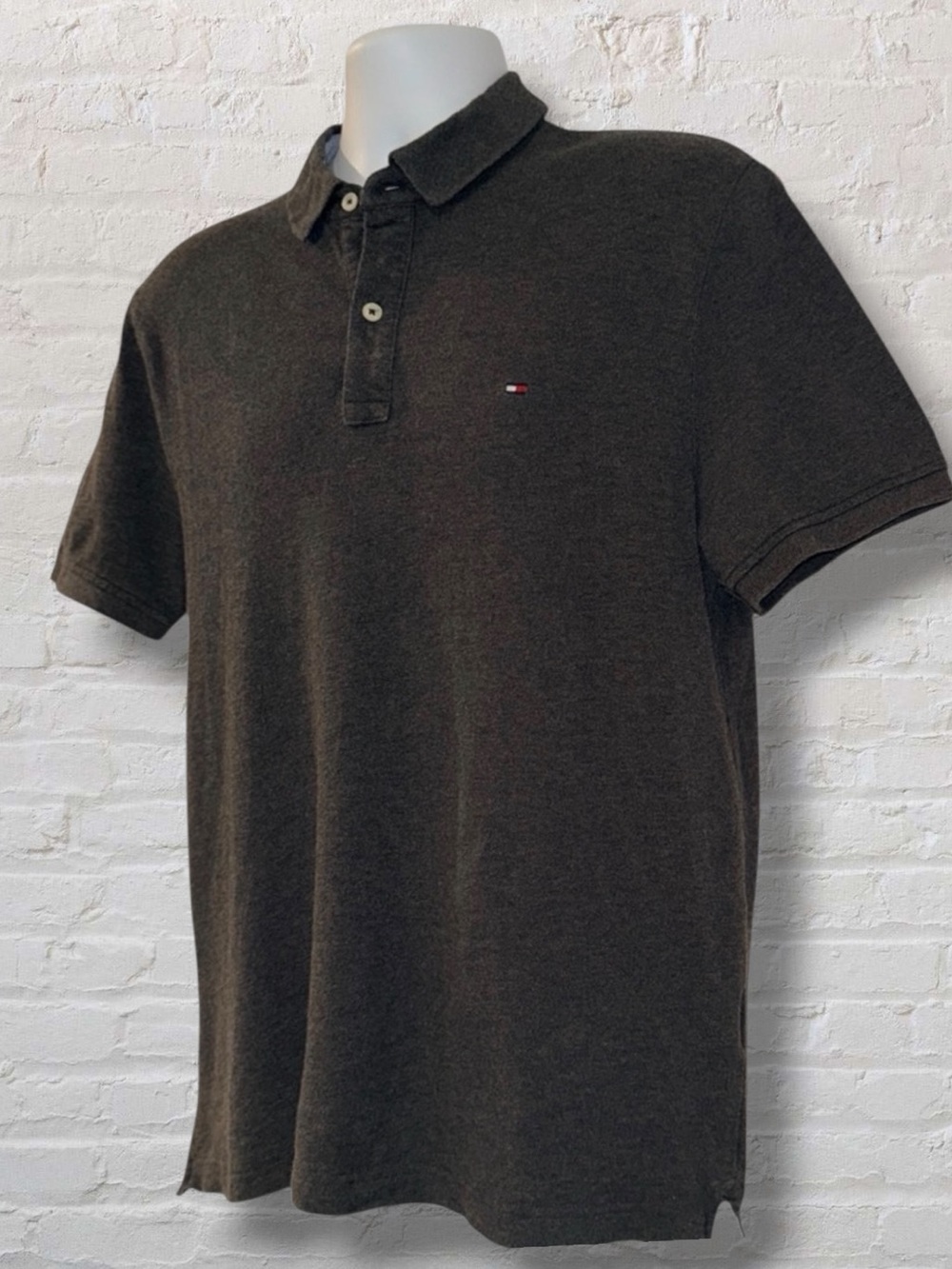 Tommy Hilfiger Men’s Polo Shirt L Dark Gray Classic Cotton Short Sleeve